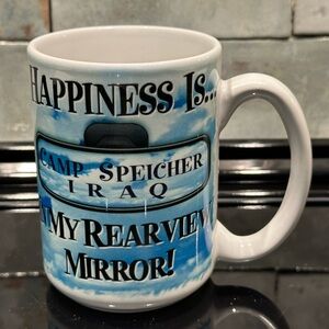 White and Blue Camp Speicher Mug